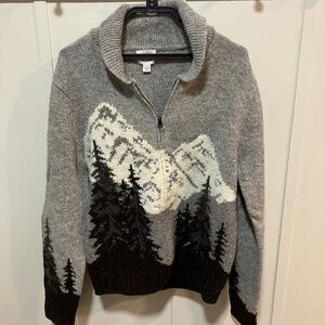 Brooks Brothers Vintage Pine Tree Winter Wool Cardigan